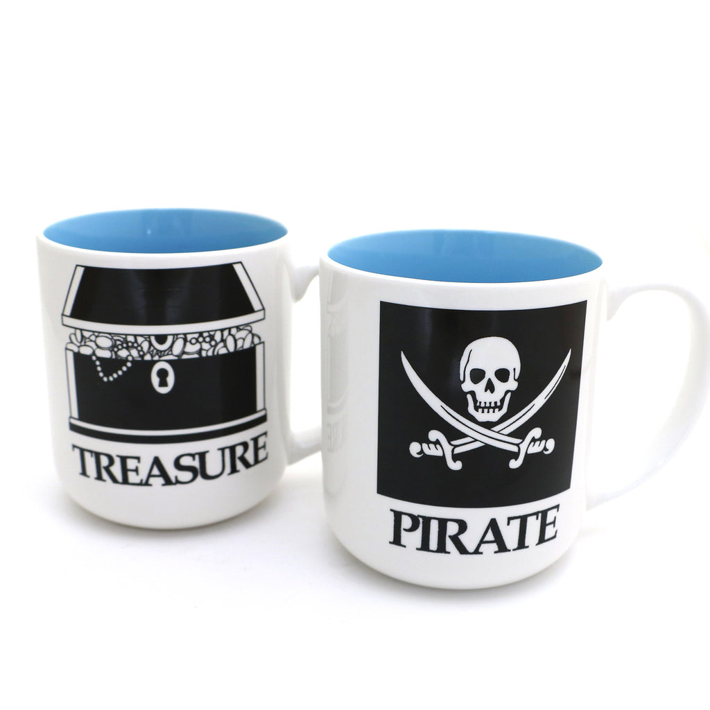 Pirate and Treasure 16 oz.  Beach Wedding gift, Mr. and Mrs. mugs