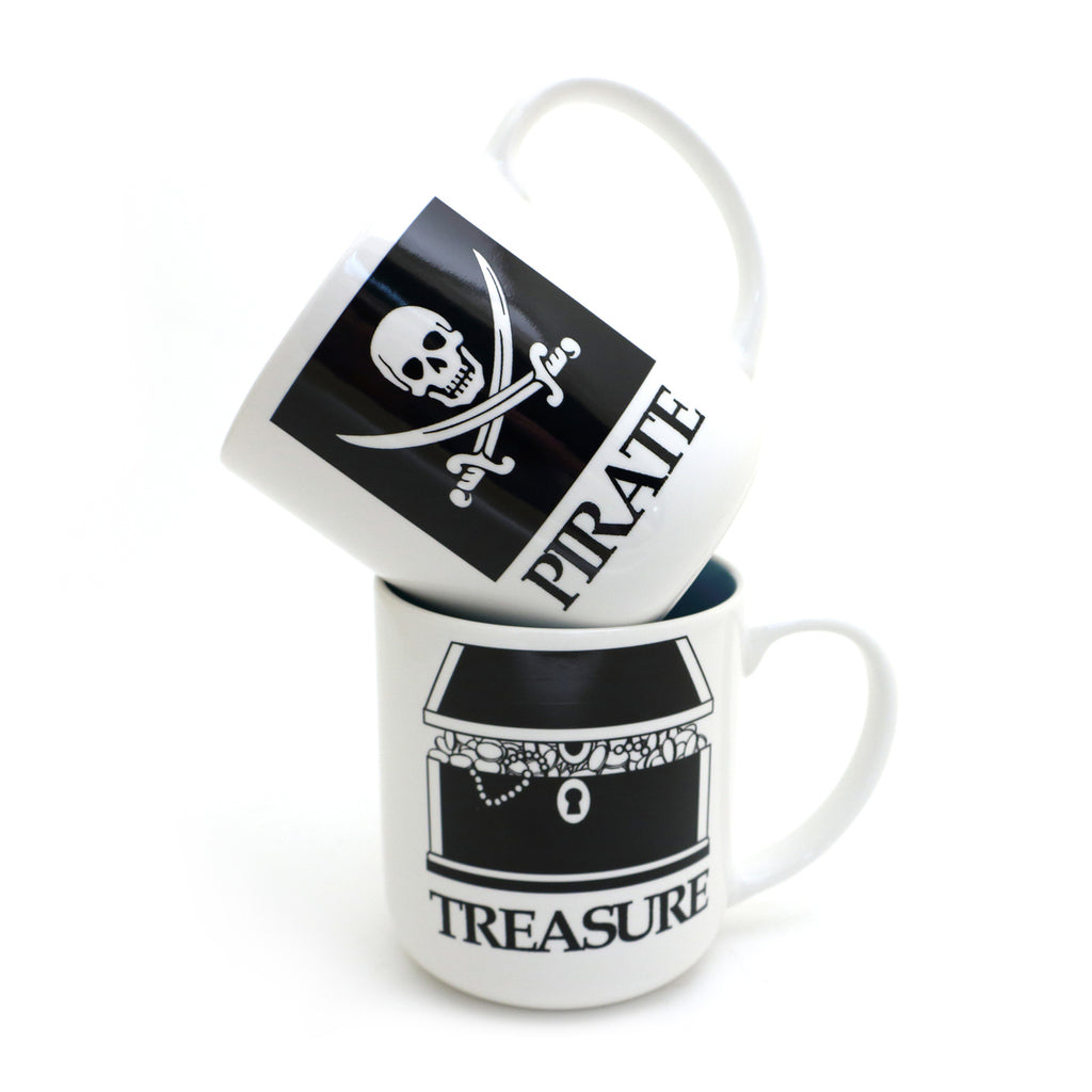 Pirate and Treasure 16 oz.  Beach Wedding gift, Mr. and Mrs. mugs