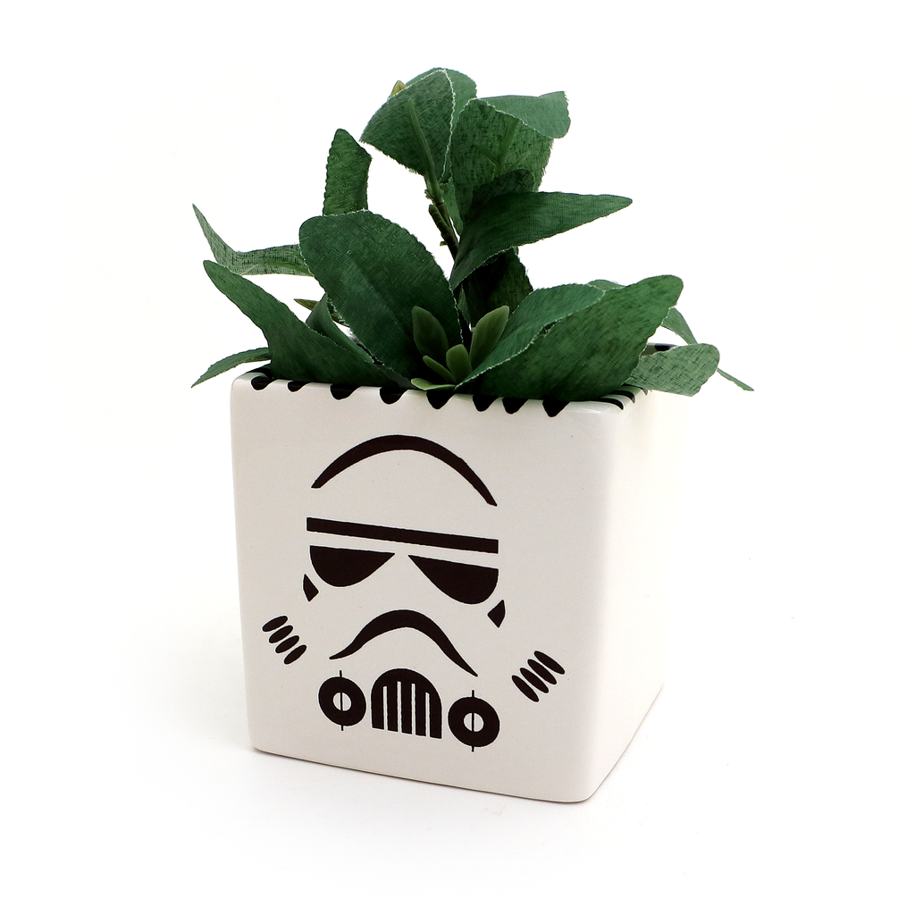 Storm Trooper planter, candle holder, pencil cup, square pot, vase
