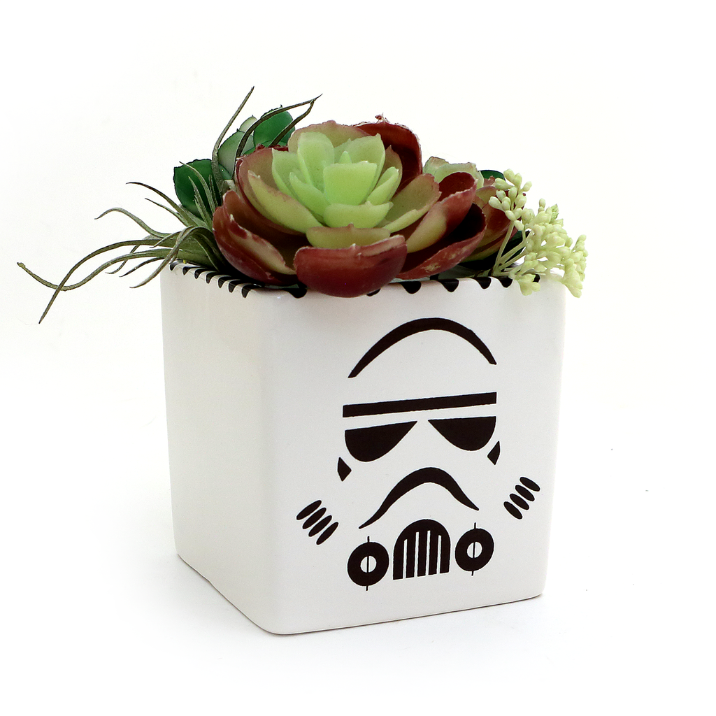 Storm Trooper planter, candle holder, pencil cup, square pot, vase