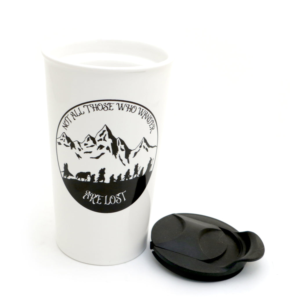 Fellowship of the Rings travel mug, Not all those who wander are lost, LOTR, Hobbit