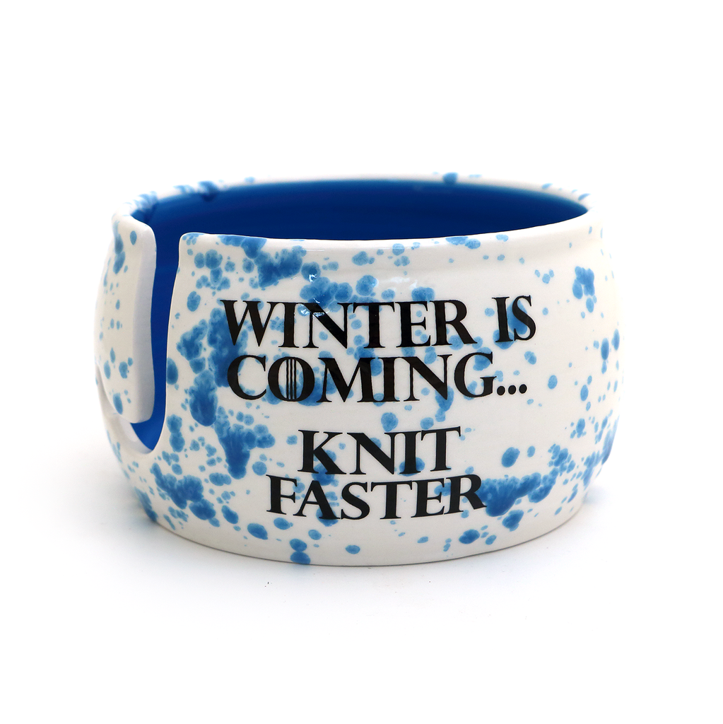 Winter is Coming, Blue snow design, KNIT or CROCHET faster, yarn bowl