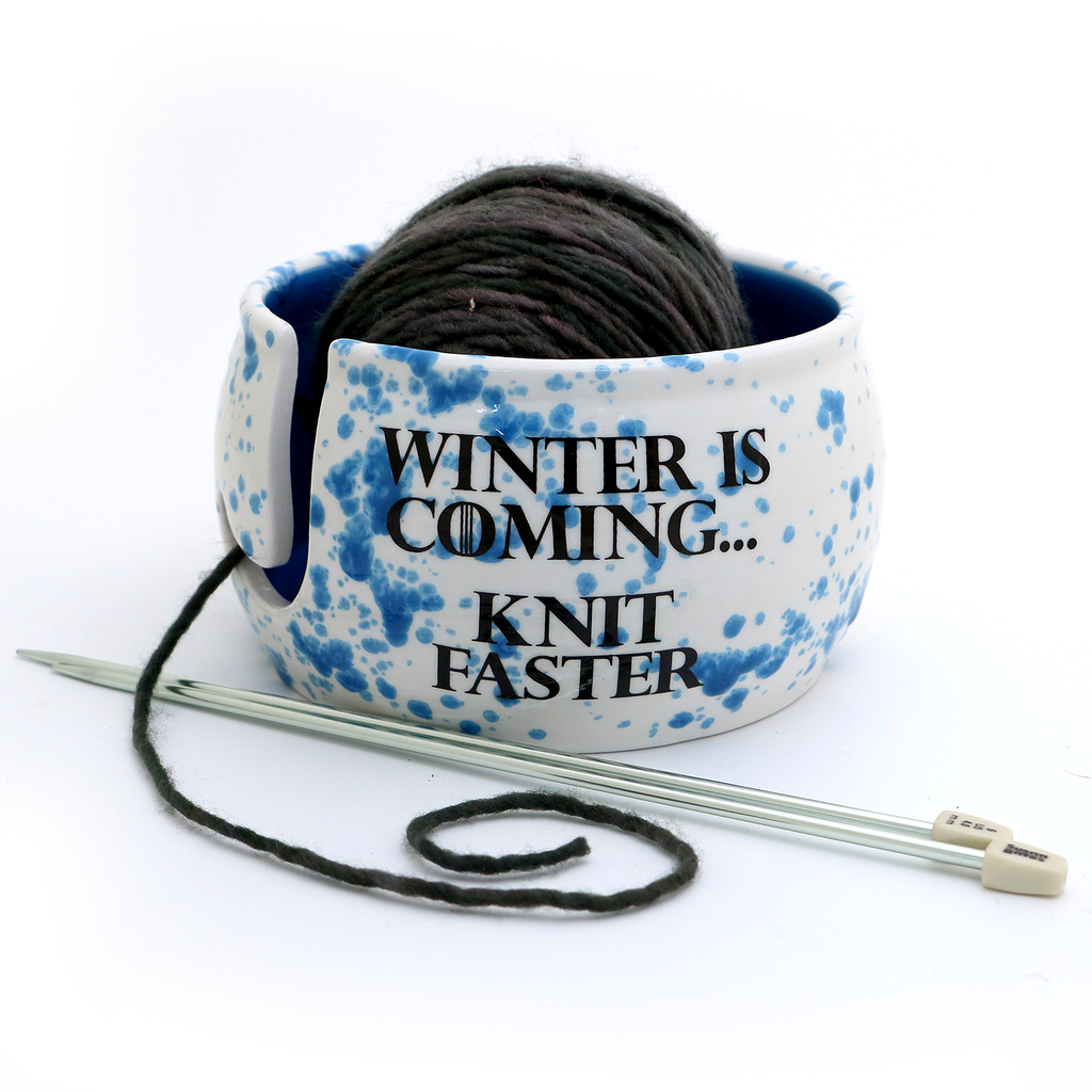 Winter is Coming, Blue snow design, KNIT or CROCHET faster, yarn bowl