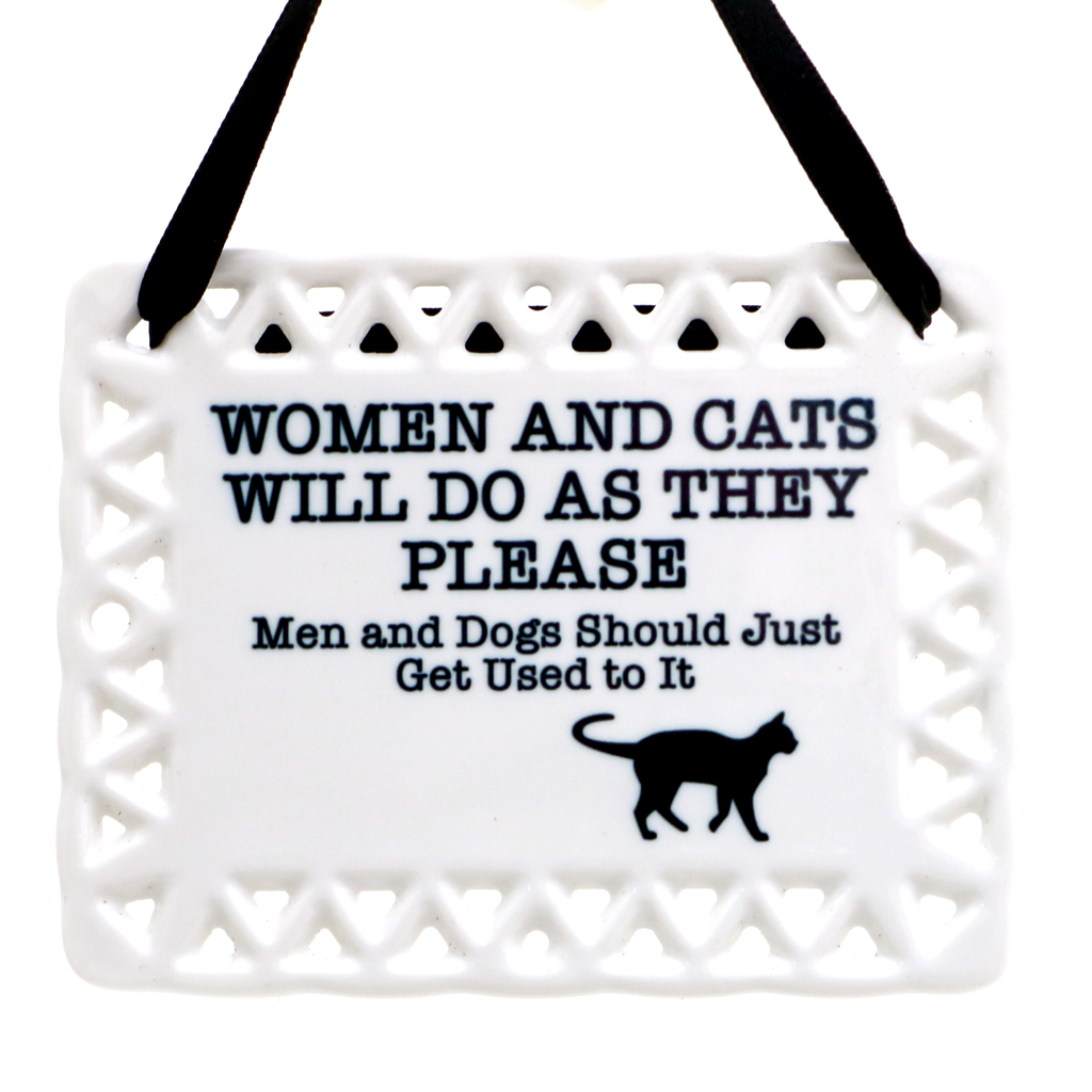 Funny Ceramic tile,Women and Cats, ceramic wall hanging, Cat lover