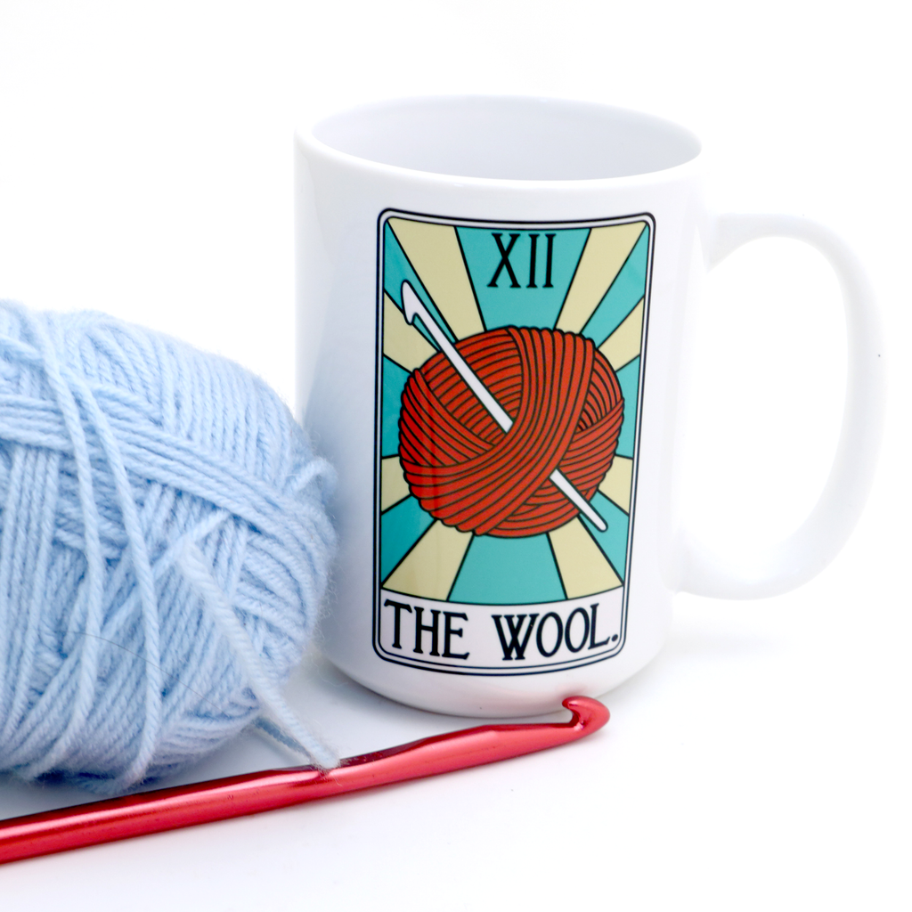 The Wool, tarot card mug, funny crochet mug