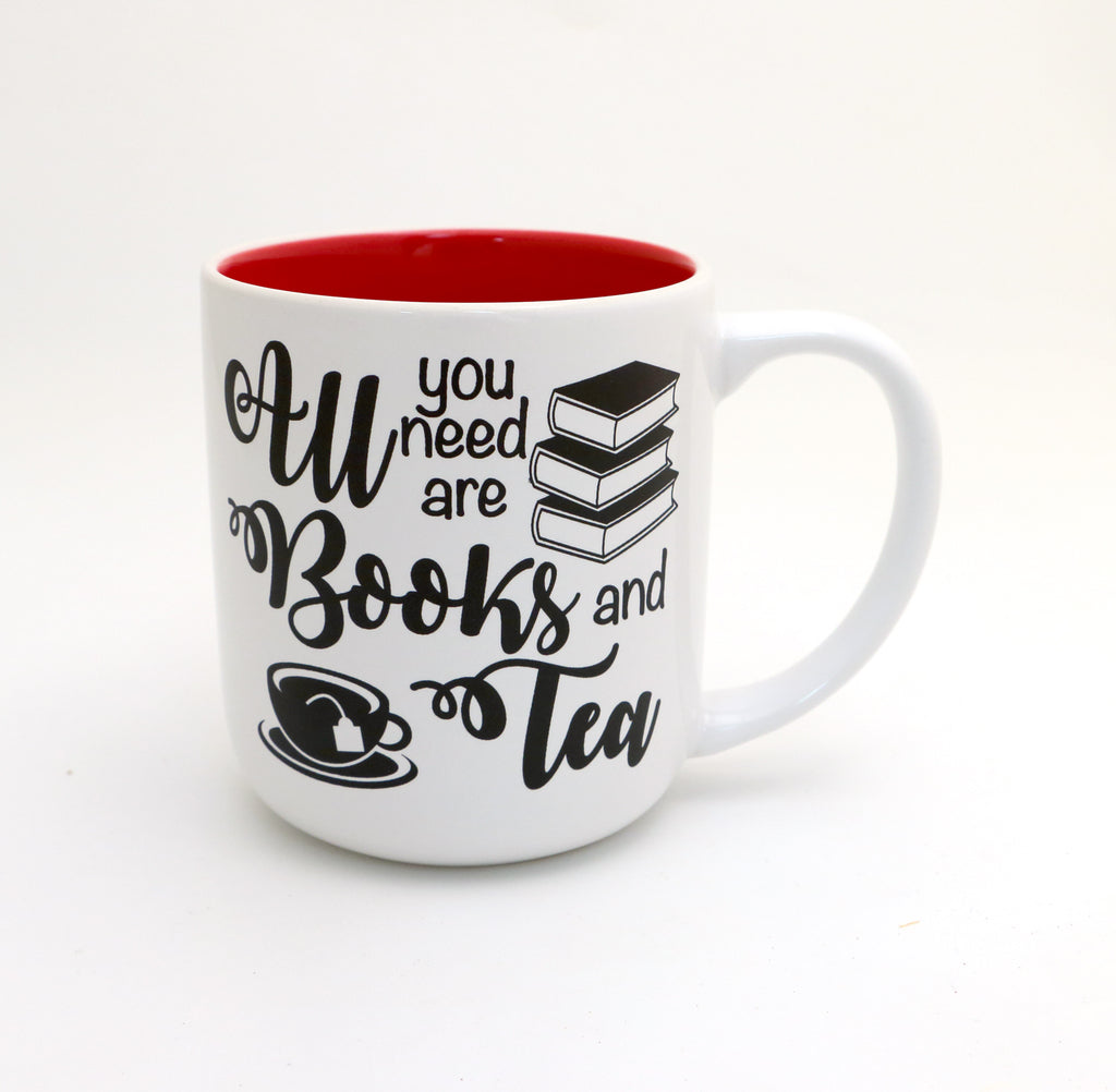 Books and Tea mug, All you Need are books and tea, reading mug