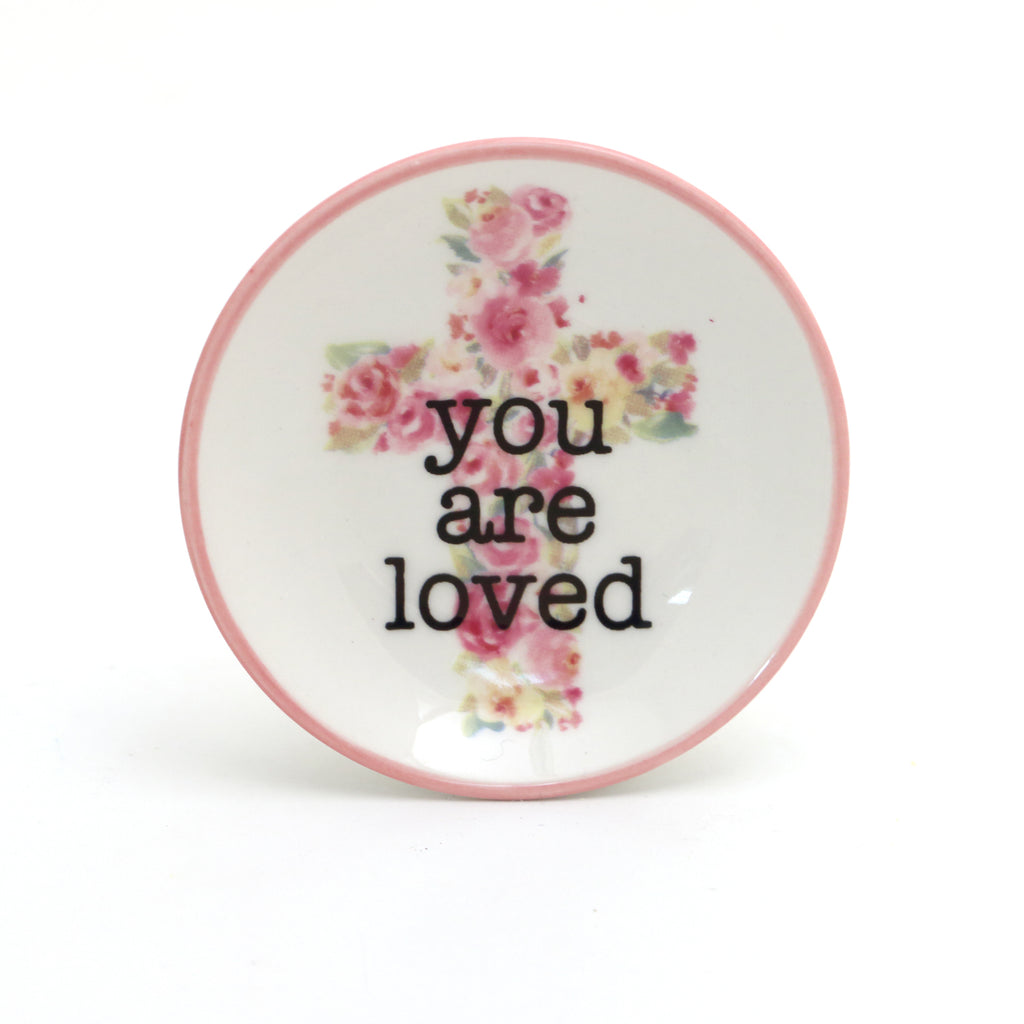 You Are Loved with cross ring dish, ringholder, upcycled