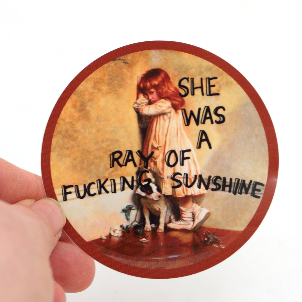 Ray of F'ing Sunshine sticker, 3 x 3 sticker