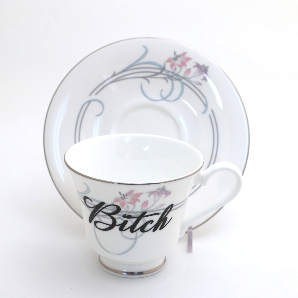 Vintage tea set, Bitch, Royal Doulton,tea cup and saucer set, upcycled, sassy teacup and saucer