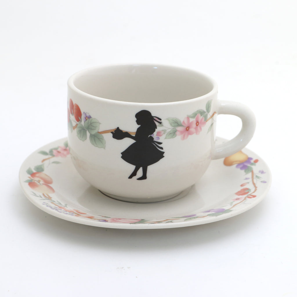 Vintage tea cup, Alice in Wonderland, We're All Mad Here, teacup and saucer, upcycled