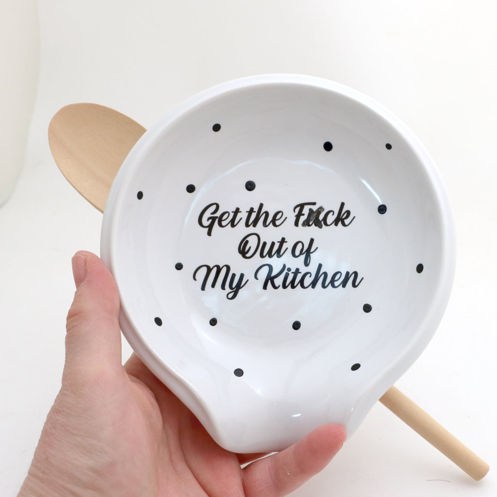 Get The F Out of My Kitchen Spoon Rest, mature language, funny gift for cook