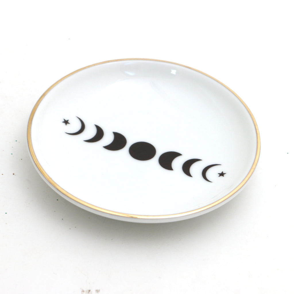 Phases of the Moon ring dish, ring holder with 22 K gold, celestial gifts
