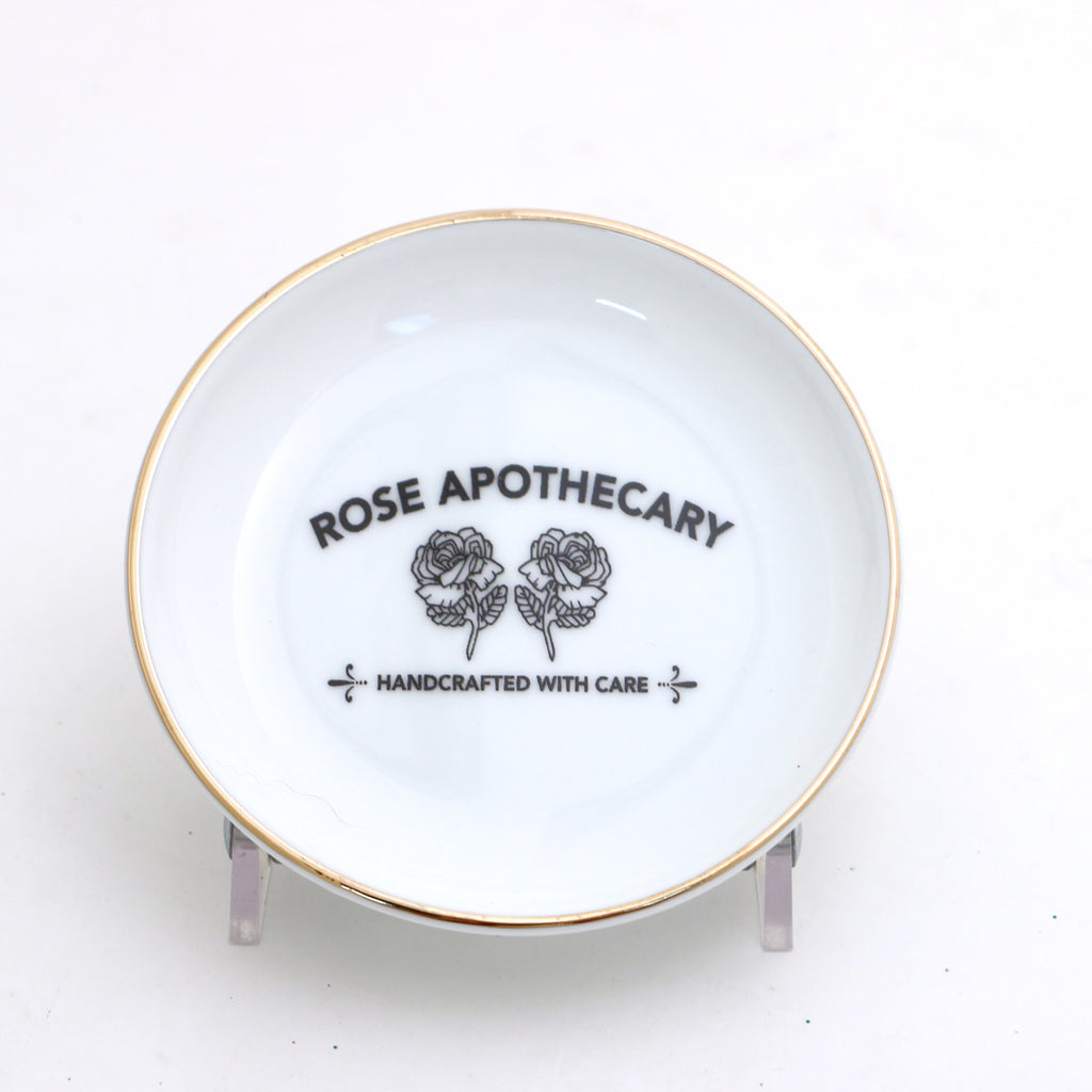 Rose Apothecary ring dish, ring holder with 22 K gold, Schitts Creek gift