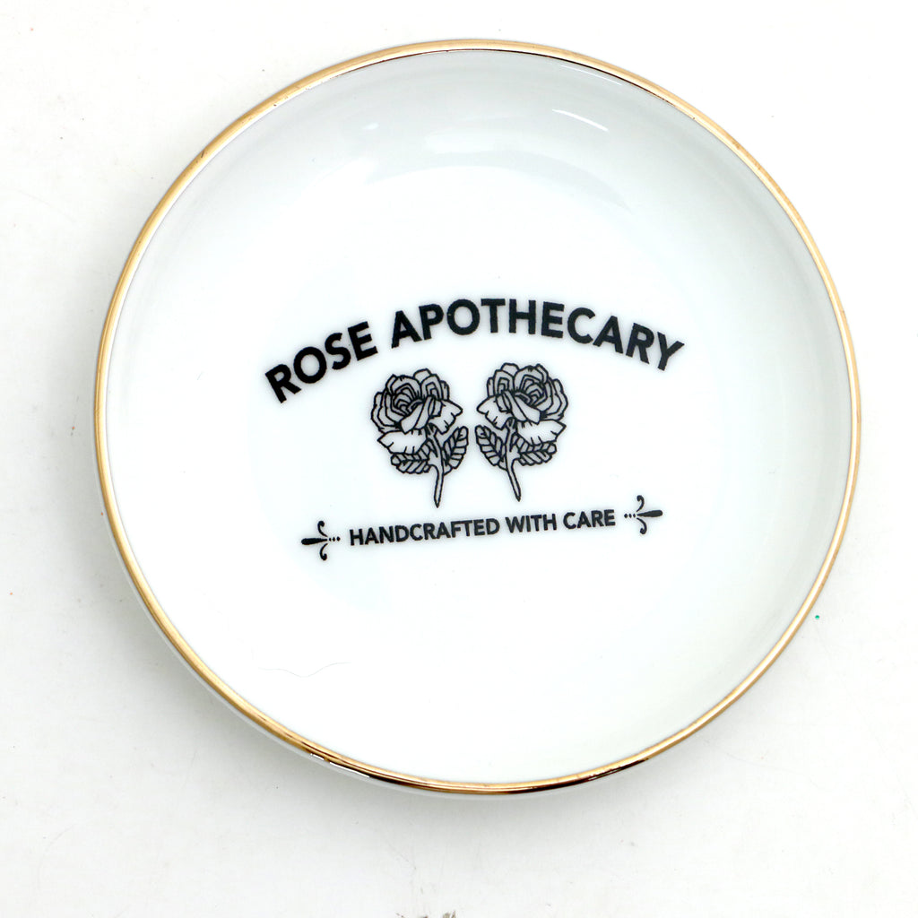 Rose Apothecary ring dish, ring holder with 22 K gold, Schitts Creek gift