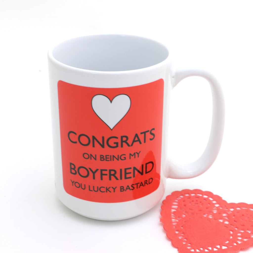 Boyfriend, Lucky Bastard mug, Can be Personalized, Valentines Day gift for Him