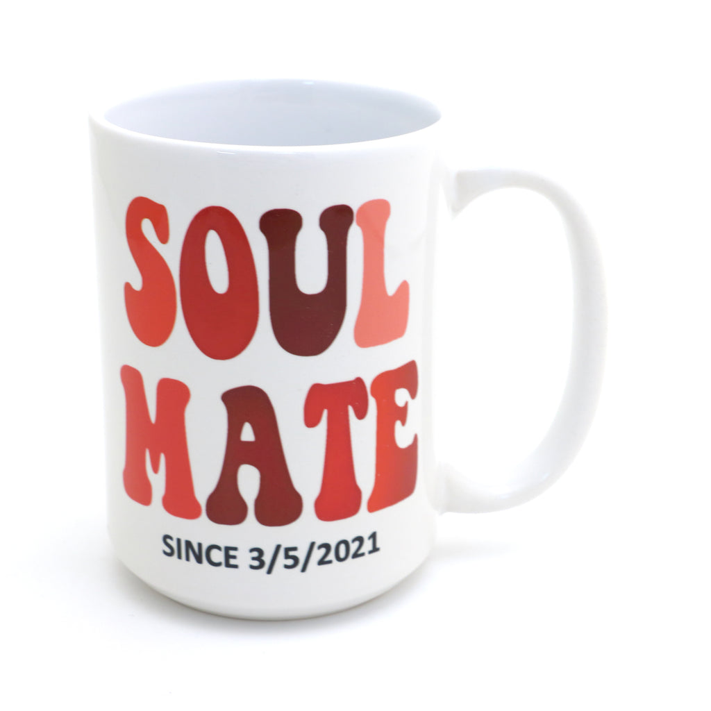 Personalized mug, Soul Mate, customize with names and date, Valentines Day gift