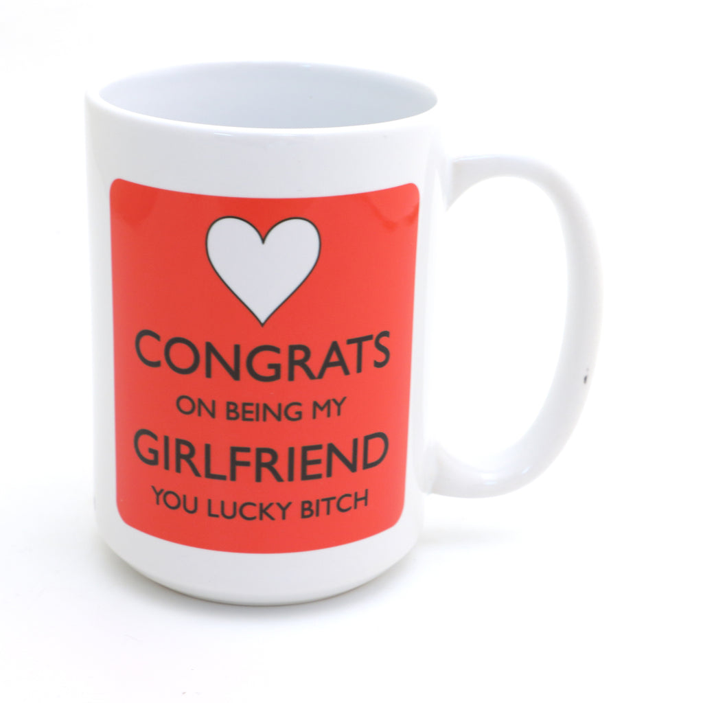 Girlfriend, Lucky Bitch mug, Can be Personalized, Valentines Day gift for Her