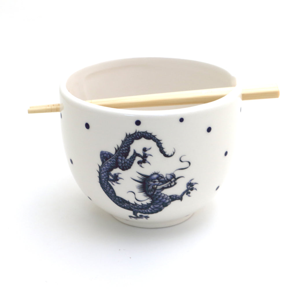 Chinese Dragon Chopstick Bowl, blue willow, ramen bowl, noodle bowl