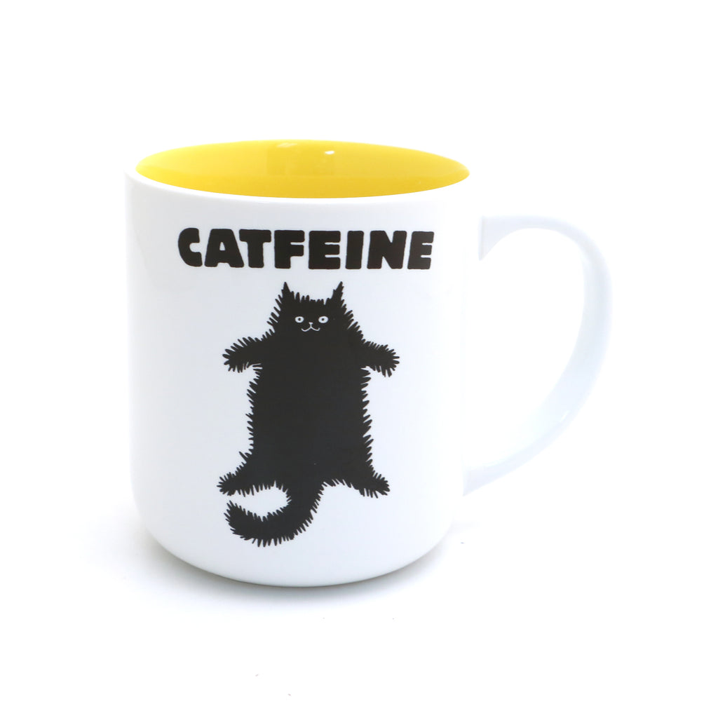 Cat mug, Catfeine, catffienated mug by Lorrie Veasey