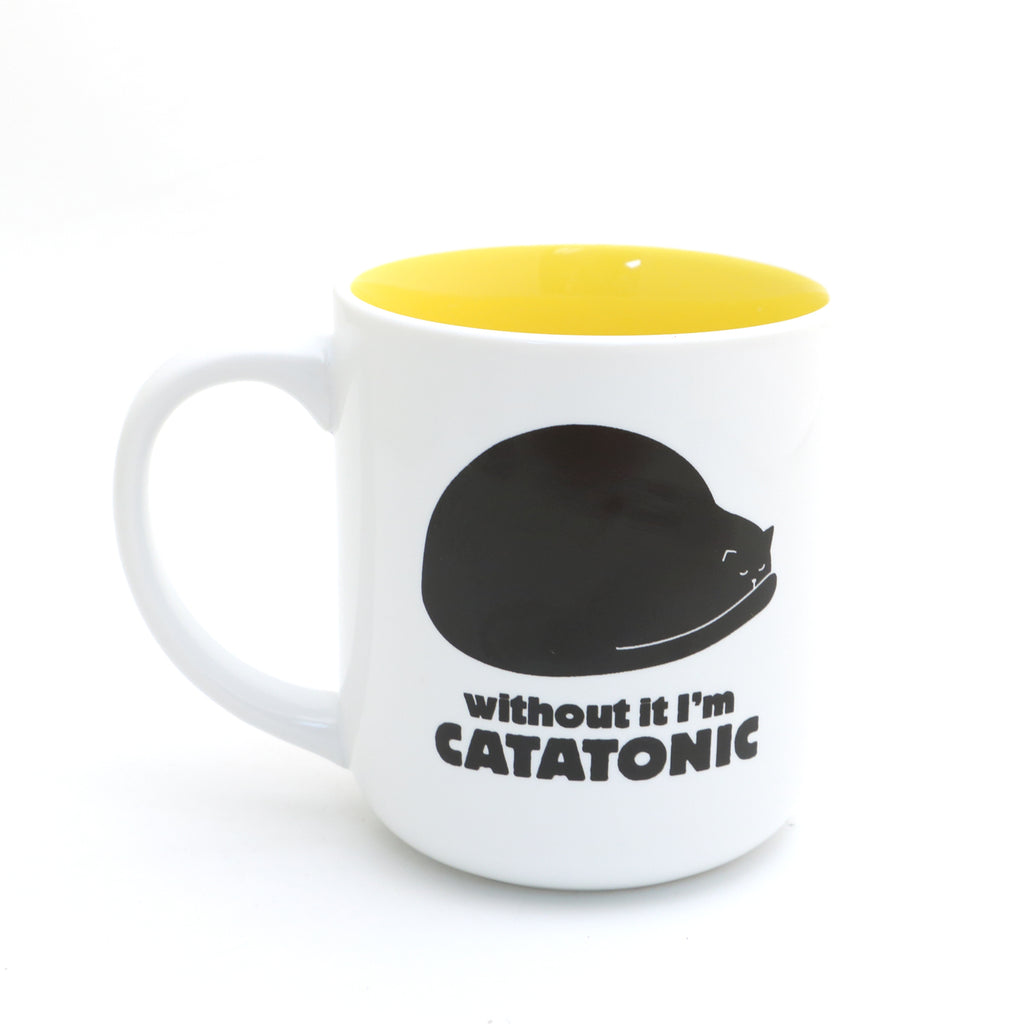 Cat mug, Catfeine, catffienated mug by Lorrie Veasey