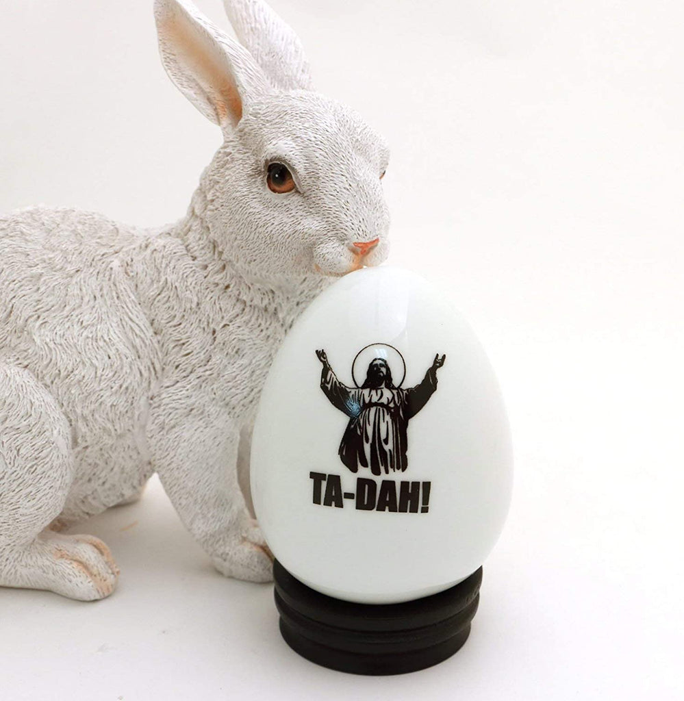 Porcelain egg with stand, Large Easter Egg, Ta-Dah Jesus
