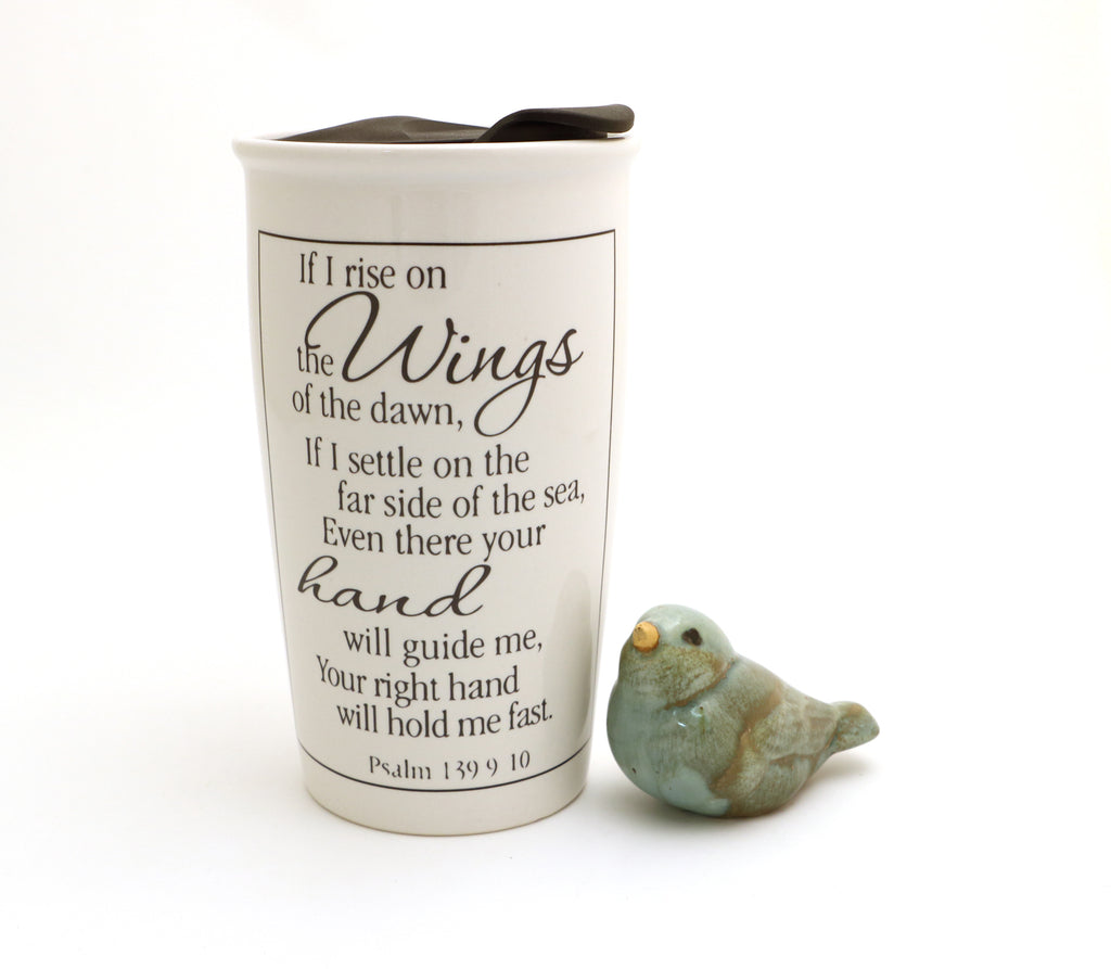 Rise on Wings travel mug, Inspirational travel mug, Psalm 139