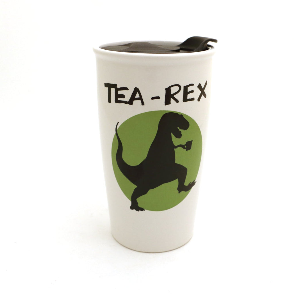 Tea Rex Travel Mug, eco friendly, ceramic travel mug, gift for tea drinker