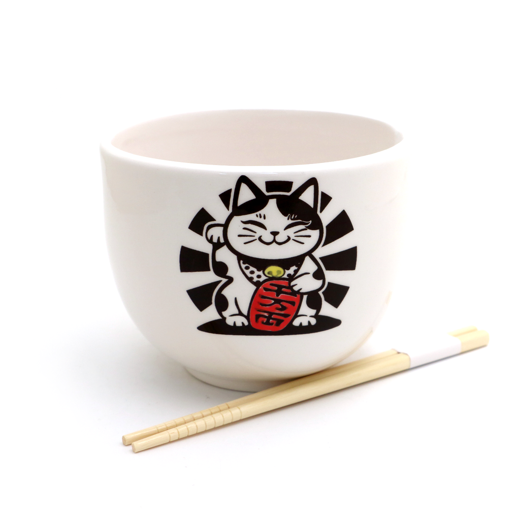 Good Luck Cat chopstick bowl, noodle bowl, bowl with chopsticks