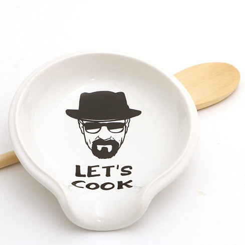 Hvukeke Ceramic Spoon Rest for Stove Top Funny Happiness is Homemade White  Sp