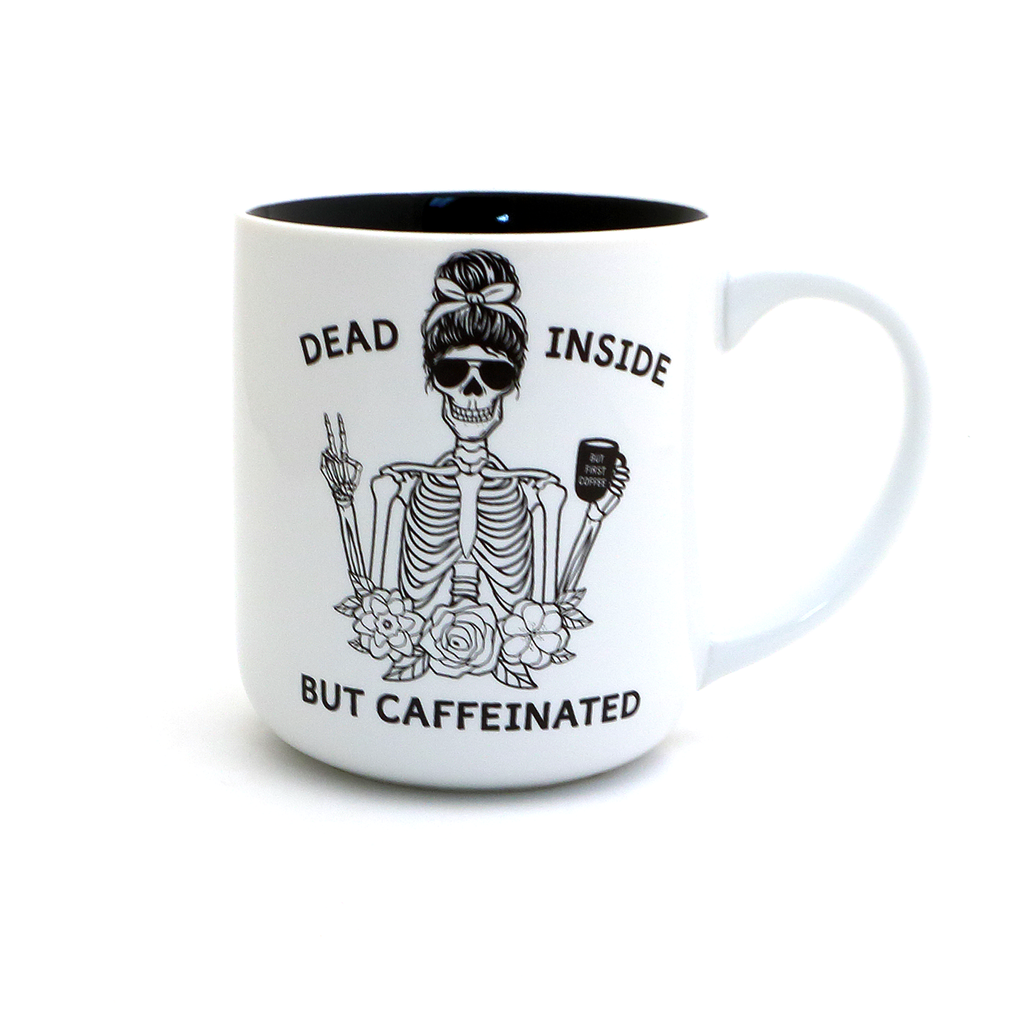 Dead Inside mug, Halloween, funny skeleton mug
