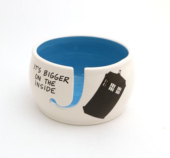 Doctor Who Yarn Bowl, Tardis, Bigger on the Inside, large yarn bowlBecause Yarn Bowls are cool. Jus