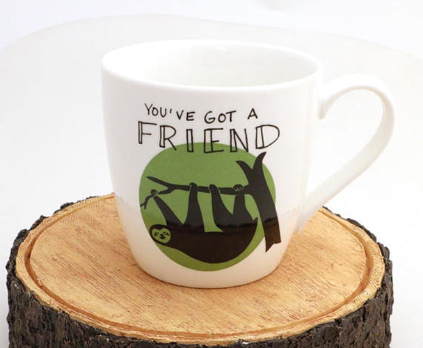 
Sloth mug, porcelain- double sided design- slow how much you love them with this handmade mug feat